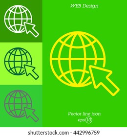 Web line icon. Globe, go to web