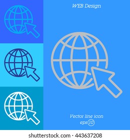 Web line icon. Globe, go to web