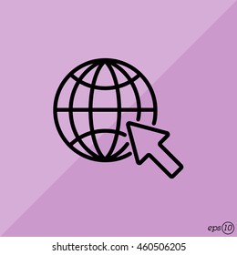 Web line icon. Globe, go to web
