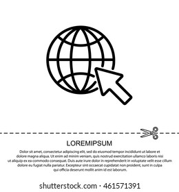 Web line icon. Globe, go to web