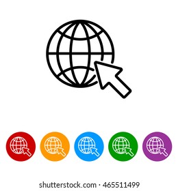 Web line icon. Globe, go to web