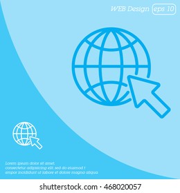 Web line icon. Globe, go to web