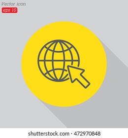 Web line icon. Globe, go to web
