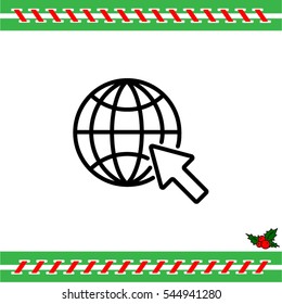 Web line icon. Globe, go to web