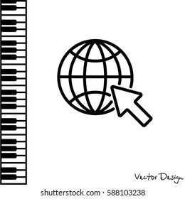 Web line icon. Globe, go to web