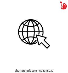 Web line icon. Globe, go to web