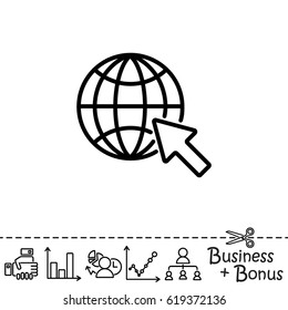 Web line icon. Globe, go to web