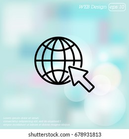 Web line icon. Globe, go to web