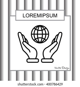 Web line icon. Globe in hand.