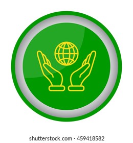 Web line icon. Globe in hand.