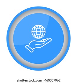 Web line icon. Globe in hand.