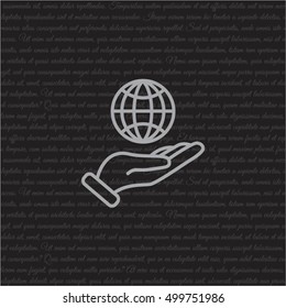 Web line icon. Globe in hand.