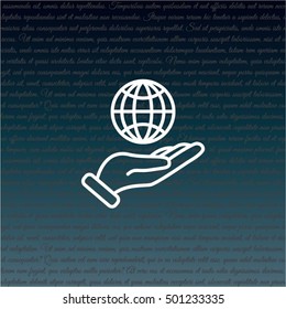 Web line icon. Globe in hand.