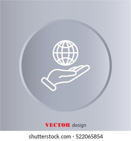 Web line icon. Globe in hand.