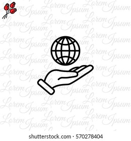 Web line icon. Globe in hand.
