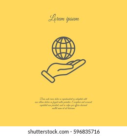 Web line icon. Globe in hand.