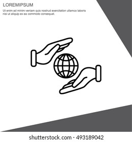 Web line icon. Globe in hands.