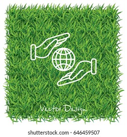 Web line icon. Globe in hands.
