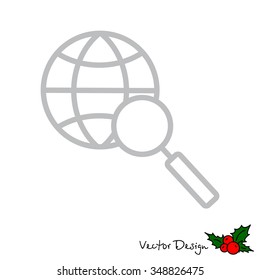 Web line icon. Globe and loupe