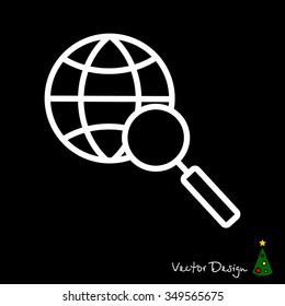 Web line icon. Globe and loupe