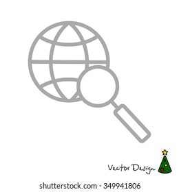 Web line icon. Globe and loupe
