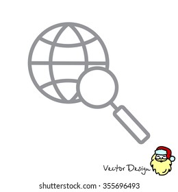Web line icon. Globe and loupe