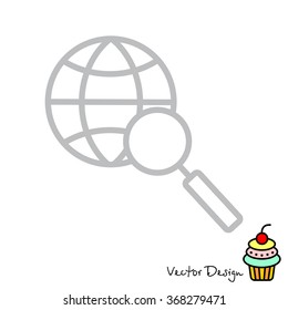 Web line icon. Globe and loupe