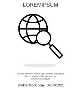 Web line icon. Globe and loupe