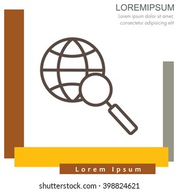 Web line icon. Globe and loupe