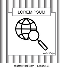 Web line icon. Globe and loupe
