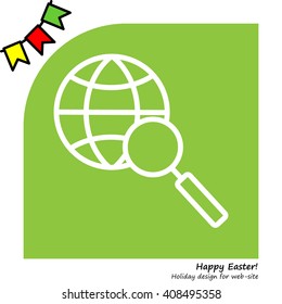 Web line icon. Globe and loupe