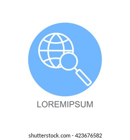 Web line icon. Globe and loupe