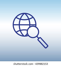 Web line icon. Globe and loupe