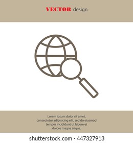 Web line icon. Globe and loupe