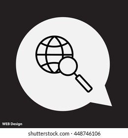 Web line icon. Globe and loupe