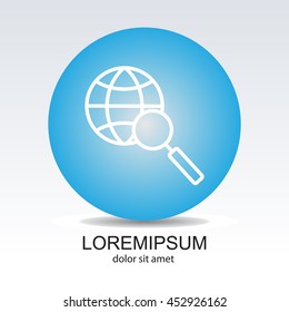 Web line icon. Globe and loupe