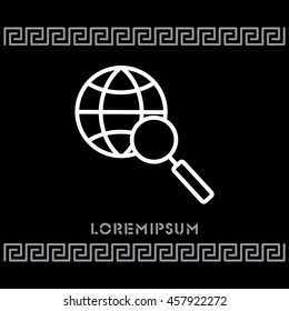 Web line icon. Globe and loupe