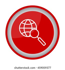 Web line icon. Globe and loupe