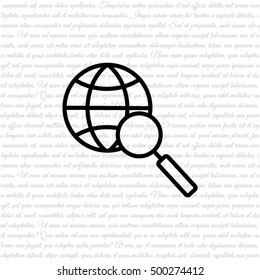 Web line icon. Globe and loupe