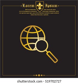 Web line icon. Globe and loupe