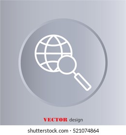 Web line icon. Globe and loupe