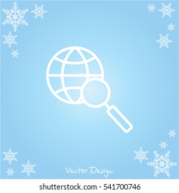 Web line icon. Globe and loupe