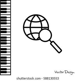 Web line icon. Globe and loupe
