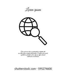 Web line icon. Globe and loupe