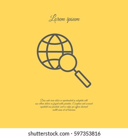 Web line icon. Globe and loupe