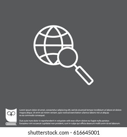 Web line icon. Globe and loupe