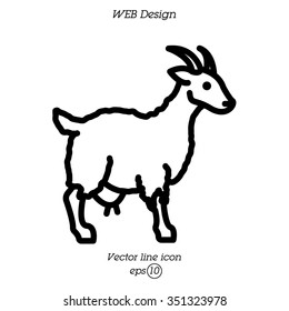 Web line icon. Goat, livestock