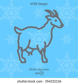 Web line icon. Goat, livestock