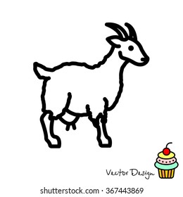 Web line icon. Goat, livestock