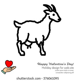 Web line icon. Goat, livestock